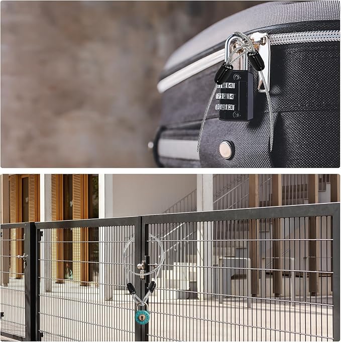 MECCANIXITY Security Steel Cable Lock, Safety Cable Flexible Wire Rope Luggage Lock 6.5feet 2.5mm Vinyl Coated Braided Steel with Double Loop for Bike Bicycle U-Lock Padlock Transparent