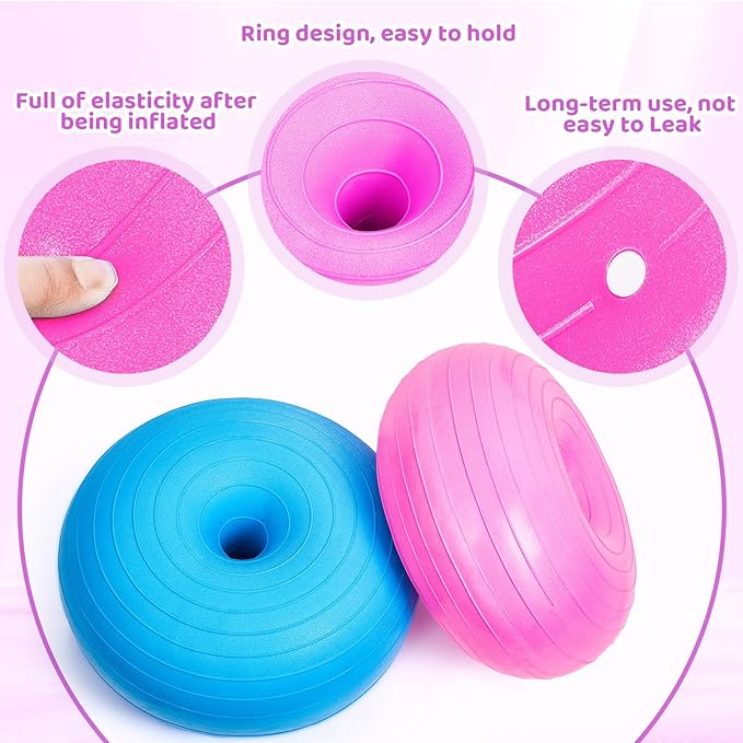 Lewtemi Flexible Seating for Classroom 20 Inch Inflatable Yoga Ball Chair Large Donut Exercise Ball Chair Cushion Seat with Inflator for Kid Student Sensory Balance Home Office