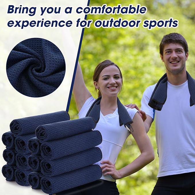 Batiyeer Golf Towels Bulk for Bags 16'' x 16'' Microfiber Waffle Pattern Golf Towel with Clipfor Mini Tournament, Club, Yoga, Fitness