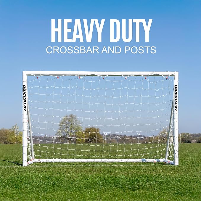 QUICKPLAY Q-Fold Soccer Goal | 30-Second Folding Design for Easy Setup | Portable & Weatherproof uPVC Soccer Goal for Backyard | Durable Post for Adults & Kids