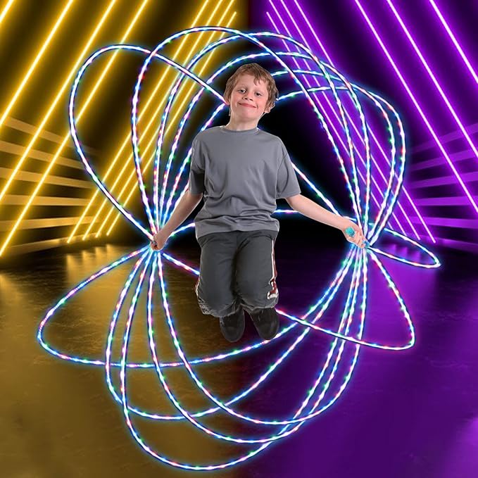 Led Jump Rope for Girls Kids -Glowing Jump Ropes Flashing Colorful Exercise Skipping rope Light Up Luminous Adjustable Skipping Ropes for Girls Boys Women Fitness Weight Loss