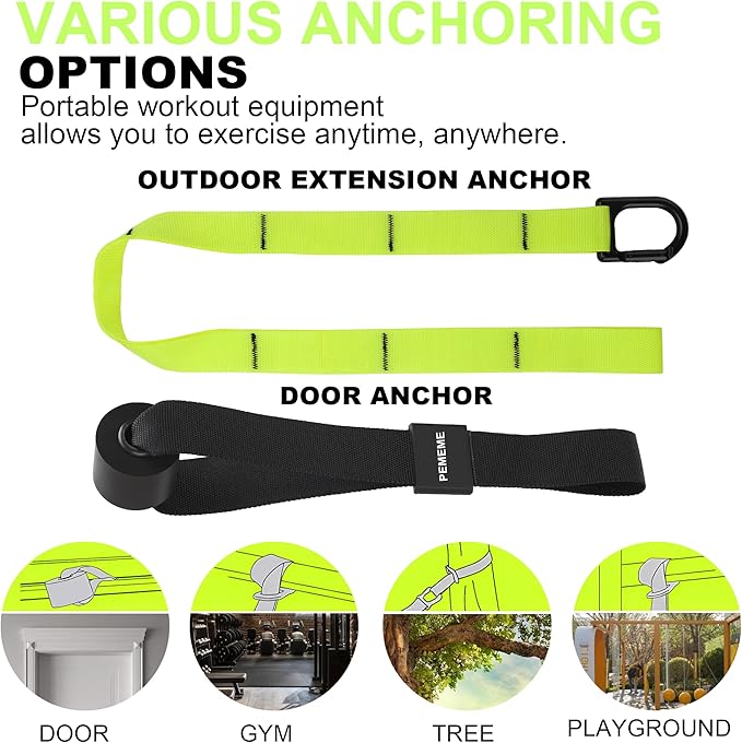 Home Resistance Training Kit | Full-Body Workout with Suspension Trainer Straps, Door Anchor, Handles, and Carrying Bag | Complete Home Gym Equipment