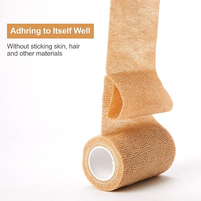 Self Adhesive Bandage Tape (3 Inches X 5 Yards), 8 Pack Elastic Cohesive Bandage Medical Wrap for First Aid, Sports, Wrist & Ankle (3 inch, Count, 8)