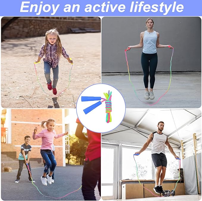Kids Jump Rope,20 Pack Rainbow Jump Rope Set,7.2 Ft Adjustable Skipping Rope,Durable Jump Ropes with Plastic Handles,Vibrant Jumping Ropes for Outdoor Fun Exercise Fitness Activity Party Favors(20)