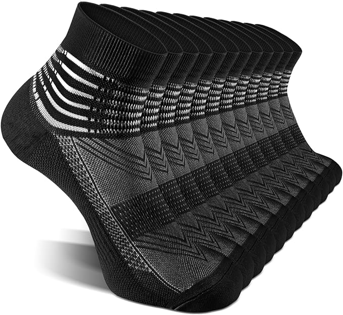 IRAMY Compression Ankle Support Socks Coolmax Wicking Cushioned Athletic Plantar Fasciitis Relief Men Women 2/3/6 Pairs