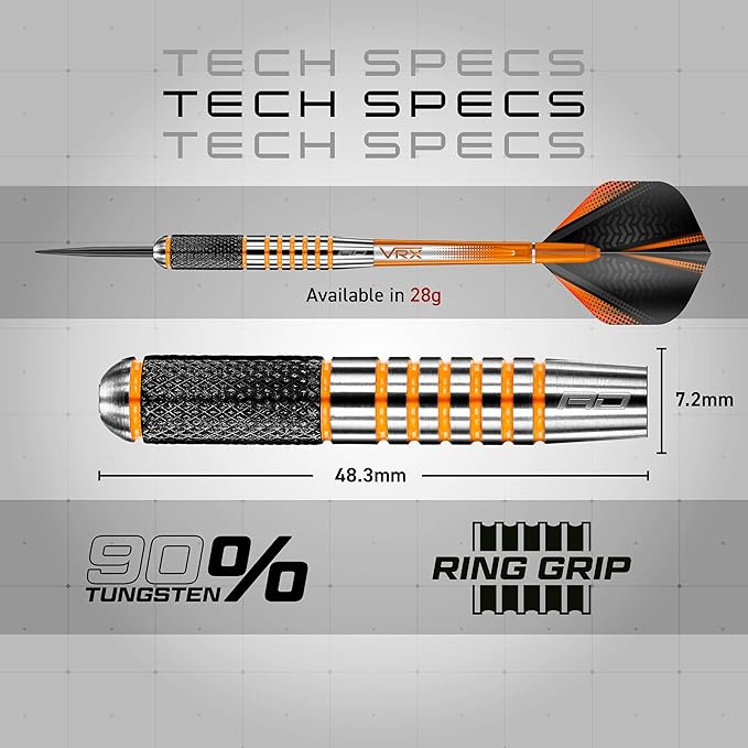 RED DRAGON Amberjack Series Darts Set with Flights and Shafts (Stems)