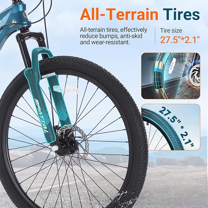 SPATIAL Mountain Bike, 24/26/27.5/29 inch Outdoor Cycling Bike,21/8 Speed Lightweight Aluminum Frame | Dual Disc Brakes,Adjustable Ergonomic Seat for Men Women Adult,MTB Bicycle