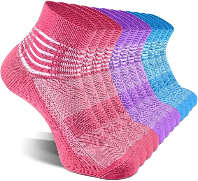 IRAMY Compression Ankle Support Socks Coolmax Wicking Cushioned Athletic Plantar Fasciitis Relief Men Women 2/3/6 Pairs