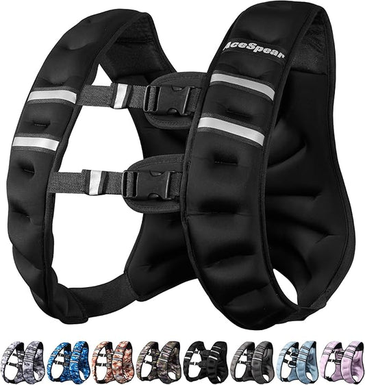 AceSpear Weighted Vest for Men Women 6lbs/8lbs/10lbs/12lbs/14lbs/16lbs/18lbs Body Weight Vest with Reflective Stripe for Running Walking Jogging Fitness Strength Training Workout