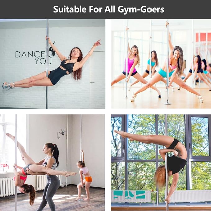 PRIOR FITNESS Premium Dance Pole Removable 45mm Spinning & Static Dancing Pole Heavy-Duty Steel Pole Dancing Pole, Adjustable Height Professional Grade Excellent for Home Exercise Club Gym