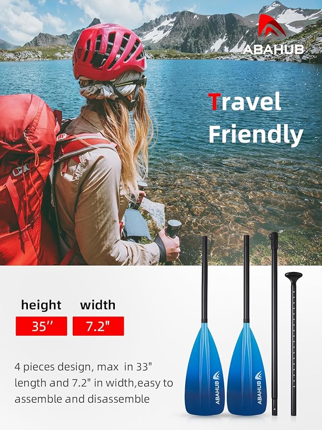 Abahub SUP Paddle - 3 Piece Adjustable Paddles - Lightweight Stand-up Paddle Oars for Paddleboard, Adjustable Aluminum Alloy Shaft 68" - 84", Black/Blue/Green/Orange/Red/Yellow Plastic Nylon Blade
