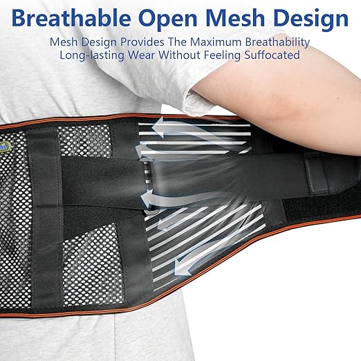Lumbar and Lower Back Support Belt,With 4 Fixing Brackets,Mesh Breathable Support Belt,For the Relief of Sciatica, Herniated Disc, Scoliosis and Other Lumbar and Back Pain,For Men and Women - XXL