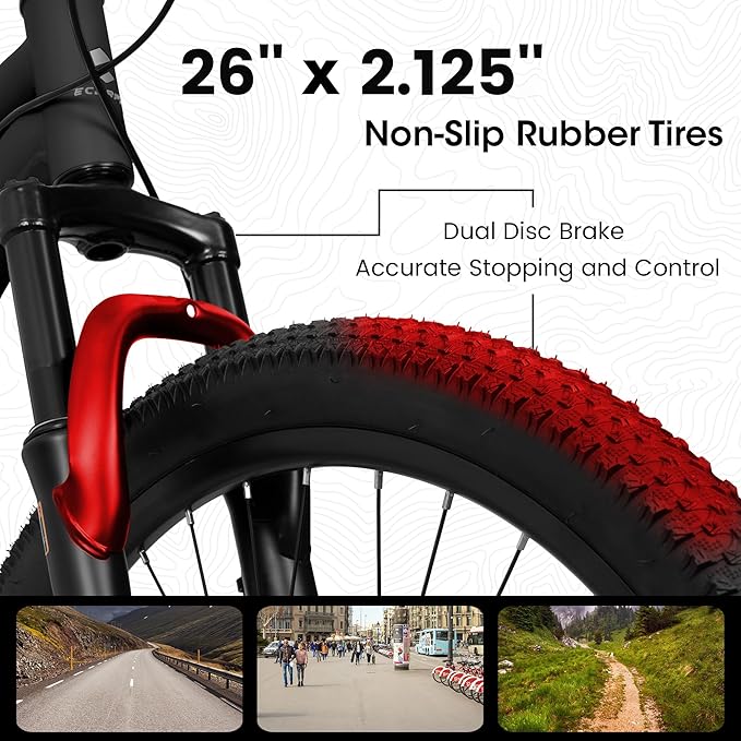 Mountain Bike 24 26 27.5 Inch, Dual Full Suspension Mens Womens Bike, 21 Speeds Dual Disc Brake Carbon Steel Bike, Boys Mens Mountain Bike for School Work Summer Camping, Birthday Gift Choice