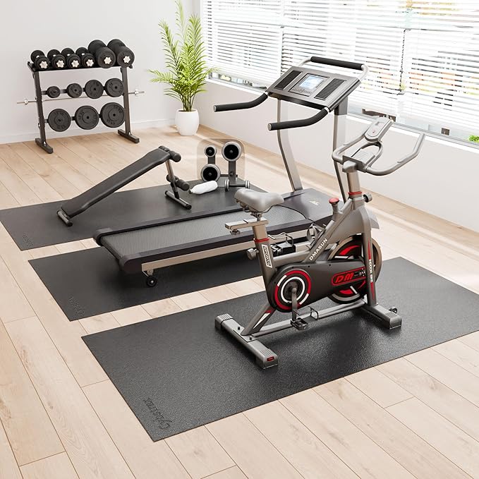 Treadmill Mat, Bike Trainer Mat for Stationary Spin Bike, 96" x 36" Non Slip Exercise Equipment Mat for Bike, Treadmill, Elliptical, Yoga - Workout Floor Protector for Carpet Or Hardwood