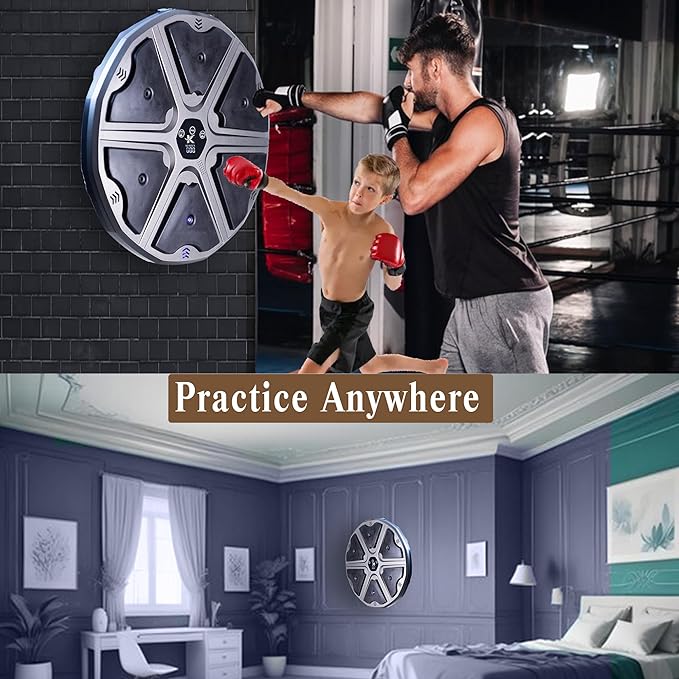 Smart Music Boxing Machine for Kids & Adults | Bluetooth Music | 9 Training Modes | Professional Reflex & Speed Trainer, Wall Mounted Boxing Target | Perfect Fitness Gift for Kids