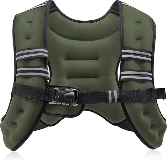 ZELUS Weighted Vest, 6lb/8lb/12lb/16lb/20lb/25lb/30lb Weight Vest with Reflective Stripe for Workout, Strength Training, Running, Fitness, Muscle Building, Weight Loss, Weightlifting