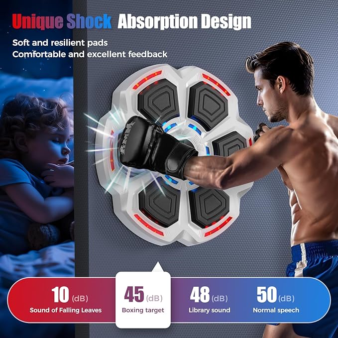 Music Boxing Machine for Adults,Smart Boxing Training Machine,Wall Target Punching Workout for Kids,Reflex Training Suitable for Home,Office,Gym,Fun Fitness Equipment
