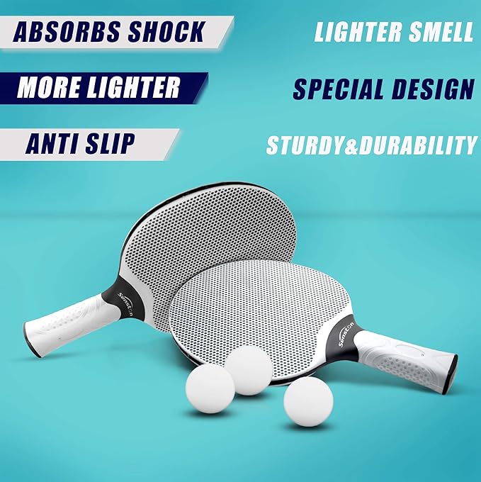 Senston Table Tennis Rackets Set,Professional Ping Pong Paddle Set for 4 Players, Composite Rubber Table Tennis Paddles, Indoor or Outdoor Games.