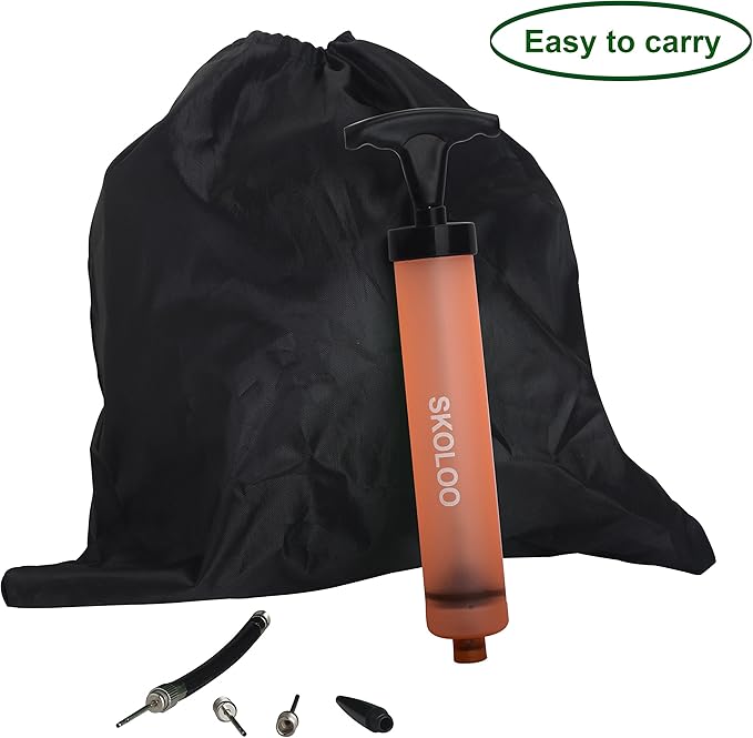 SKOLOO 10" Portable Hand Air Ball Pump Inflator Kit with Needle, Nozzle, Extension Hose for Soccer Basketball Football Volleyball Water Polo Rugby Exercise Sports Ball Balloon Swim Inflatables
