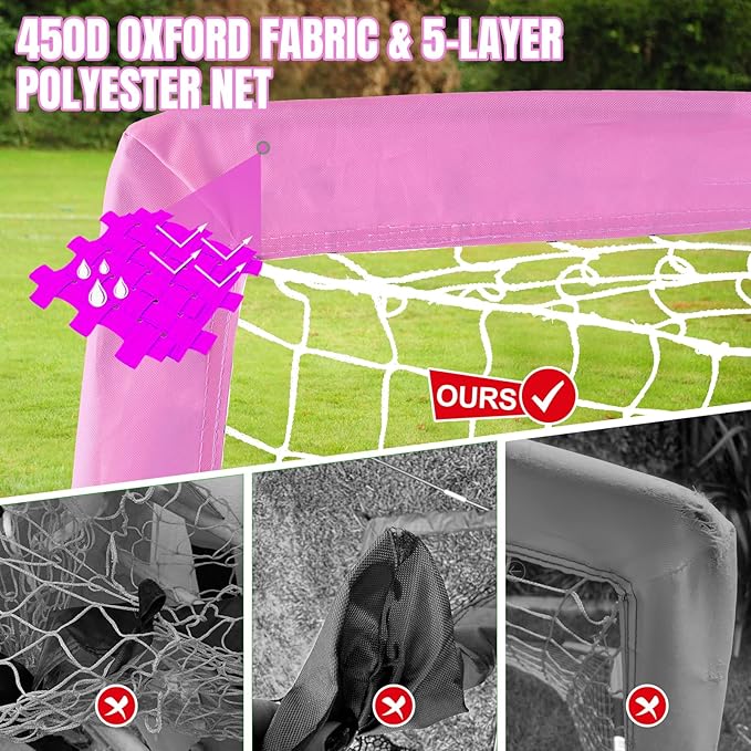 Kids Soccer Goals for Backyard Set, Portable Toddler Soccer Goal 2 of 4x3 ft, 6x4 ft, 7x5 ft, Soccer Training Equipment, Pop Up Soccer Net Kit with Size 4 Soccer Ball, Youth Games, Outdoor Sports Play