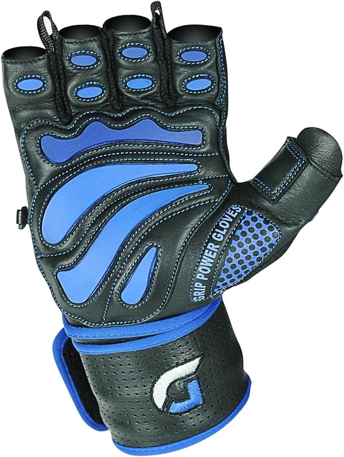 Elite Leather Gym Gloves with Built in 2" Wide Wrist Wraps Grip & Design for Weightlifting Power Lifting Bodybuilding & Strength Training Workout Exercises, Size : Medium