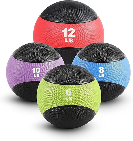 RitFit Weighted Medicine Ball - Non-Slip Rubber Shell & Dual Texture Grip - Workout Exercise Ball for Core Strength, Balance Training, Coordination Fitness - Multiple Weights & Colors