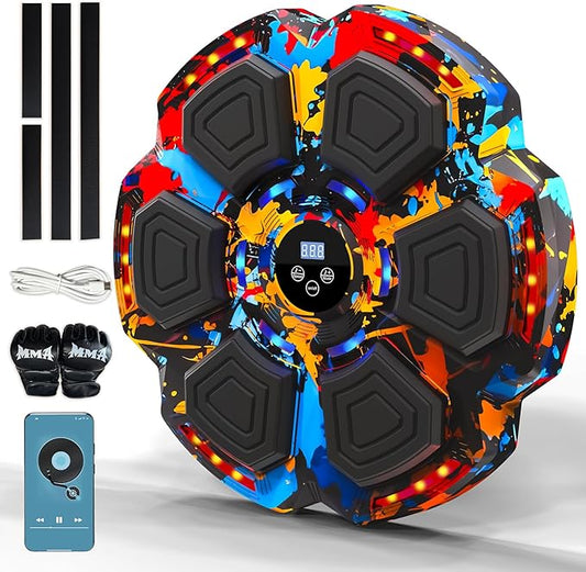 Music Boxing Machine, Smart Music Punching Machine for Adults Kids, Bluetooth Music Sync, Wall-Mounted Workout/Training Equipment with Boxing Gloves, Suitable for Home Gym Office Indoor Exercise