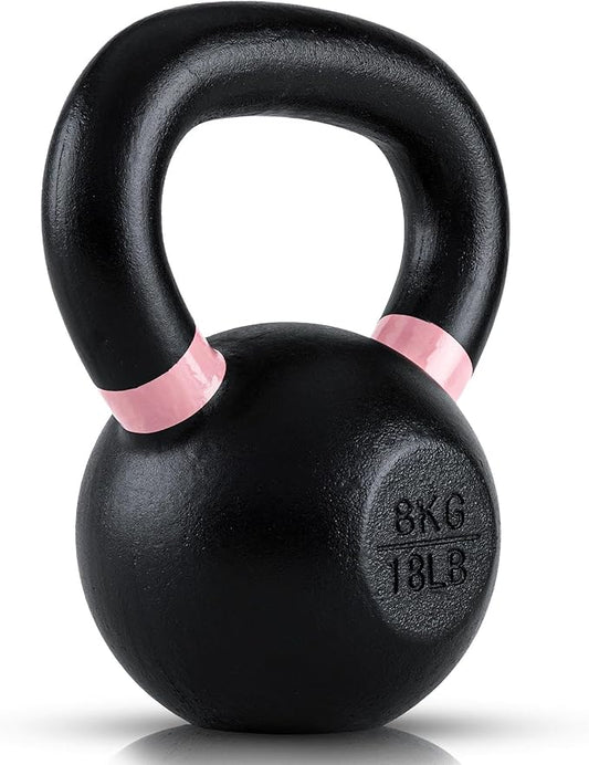 Single Cast Iron Kettlebell | Powder Coated - Wide Handle Weights for Core & Glute Workouts; Swings, Squats, Deadlifts; Strength, Endurance & Flexibility for Men & Women