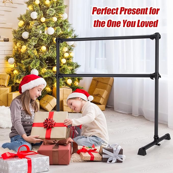 GOFLAME 4FT Ballet Barre Portable, Freestanding Double Ballet Barre Height Adjustable with Anti Slip Base, Heavy Duty Stretch Dance Bar for Home Workout