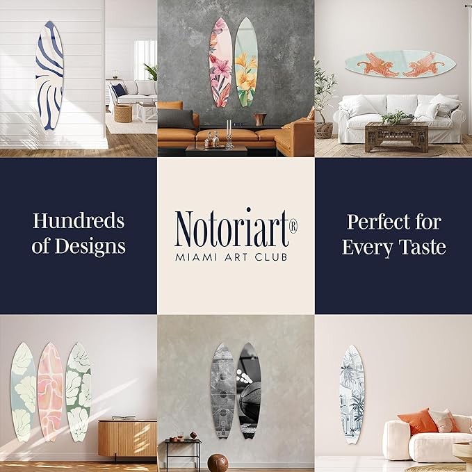 Palms Minimalist Surfboard Acrylic Wall Art Die-Cut Coastal Modern High-Gloss Home Decor, 15" x 60"