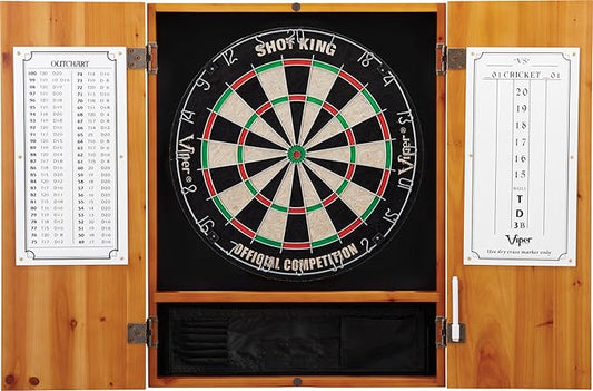 Viper by GLD Products Metropolitan Solid Wood Cabinet & Sisal/Bristle Dartboard Play-Ready Bundle