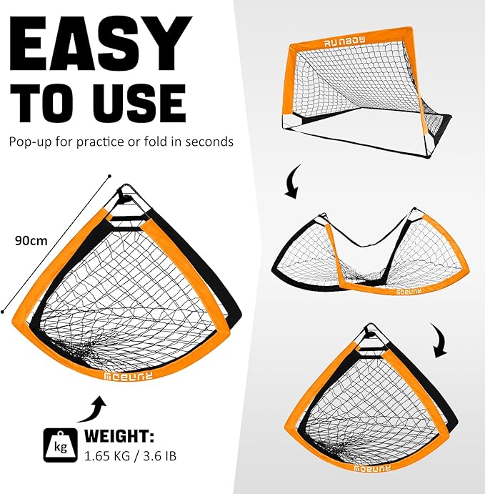 RUNBOW 5x3 ft Portable Kids Soccer Goal for Backyard Practice Soccer Net with Carry Bag