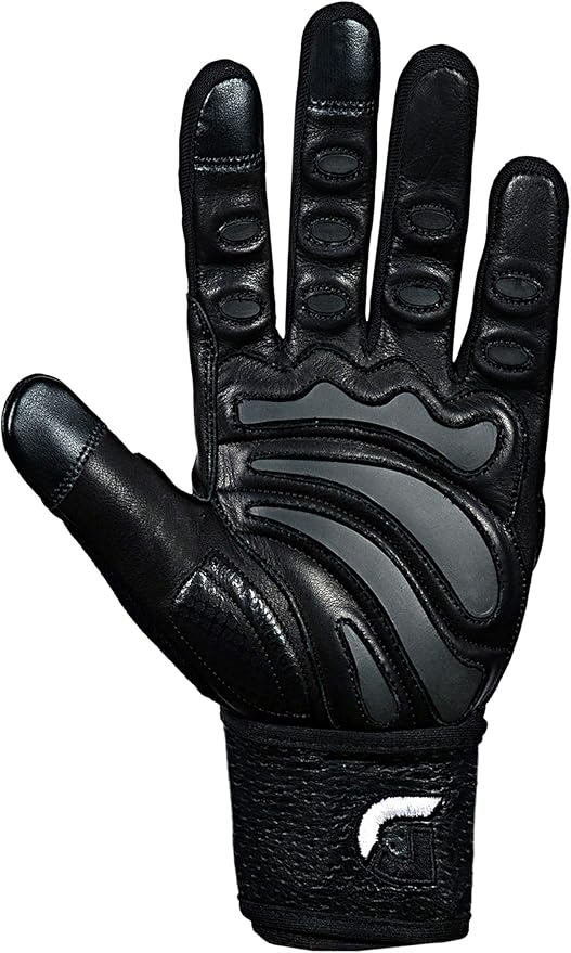Elite Leather Gym Gloves with Built in 2" Wide Wrist Wraps Grip & Design for Weightlifting Power Lifting Bodybuilding & Strength Training Workout Exercises, Size : Large