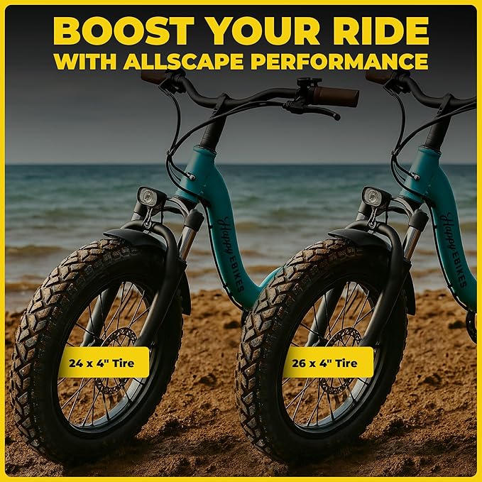 Allscape 24x4.0 Fat Tire E-Bike Tires – Heavy Duty 24 Inch Bike Tires for Electric Bikes & Mountain Bikes, All-Terrain Grip, Puncture Resistance, Trail Ready – 2 Pack – USA Customer Support