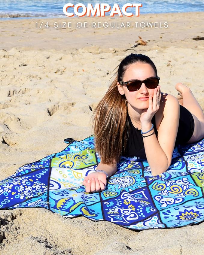 ECCOSOPHY Microfiber Beach Towel - Sand Free Towels are Quick Dry, Light Weight, Super Absorbent - Perfect Pool, Travel, Cruise, Camping Essentials - Oversized Extra Large for Adults 71x35 in
