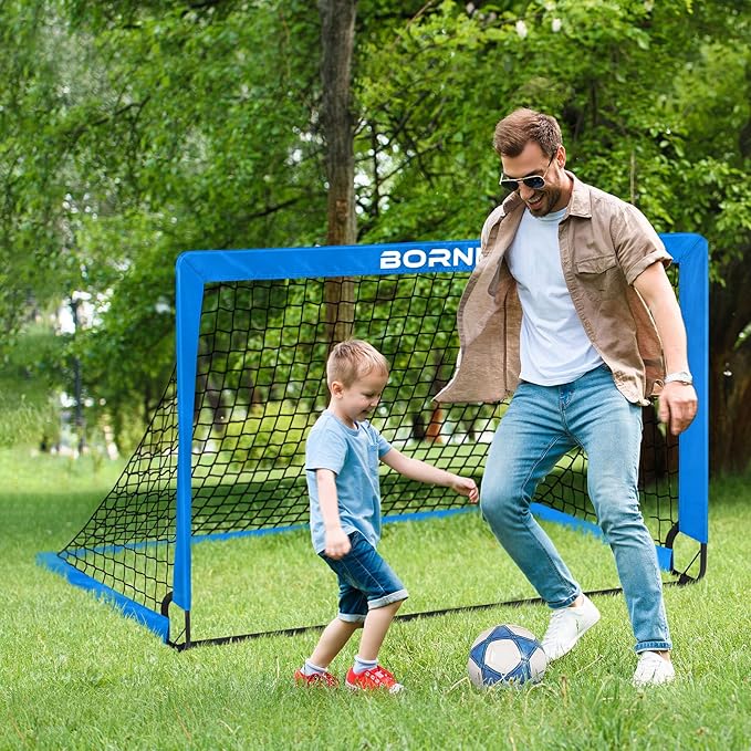 Kids Soccer Goal for Backyard Set - 2 Set of 6X4 / 4X3 ft Toddler Soccer Nets Training Equipment, Soccer Ball, Pop Up Portable Soccer Set for Kids and Youth Games and Training Goals Ages 3-16 Gift