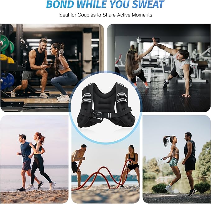 ZELUS Weighted Vest, 6lb/8lb/12lb/16lb/20lb/25lb/30lb Weight Vest with Reflective Stripe for Workout, Strength Training, Running, Fitness, Muscle Building, Weight Loss, Weightlifting