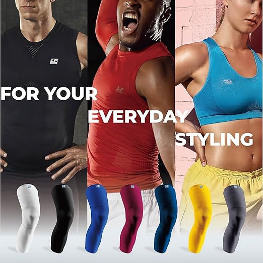 LP SUPPORT 667 Compression Sleeve Leg Full Length for Sports, Cycling, Running, Basketball, for Men & Women (Burgundy, S, 1pc)