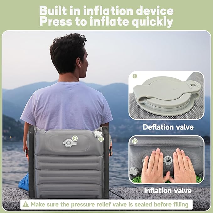 ONTYZZ Stadium Seats with Back Support Inflatable Portable Folding Comfort Seat Waterproof Cushion with Backrest for Sports Events Stadium and Camping