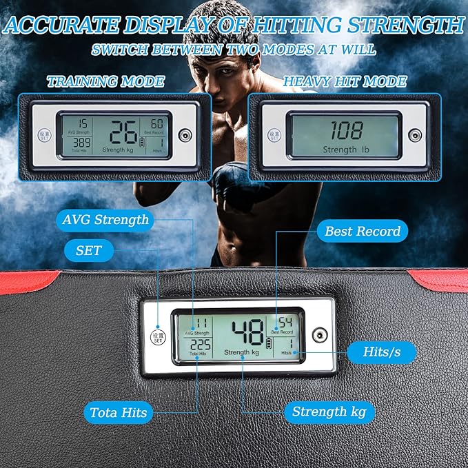 Punch Force Tester, Upgrade Version Wall Boxing Punching Pad, Automated Screen System Wall Punching Pad for Athletes and Beginners, No Brilling, Easy to Install.