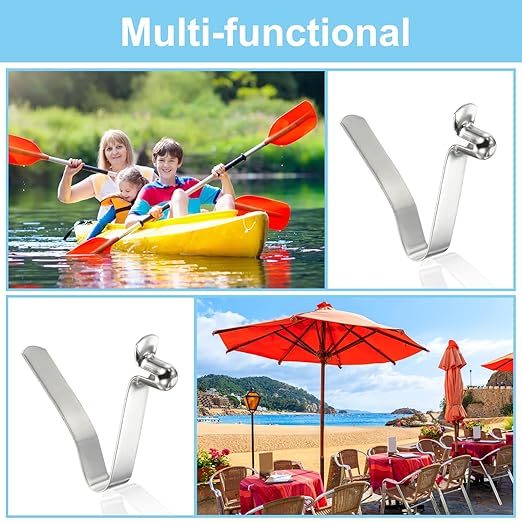 PATIKIL 8x6mm Kayak Paddle Snaps, 16 Pack Tent Pole Clips Steel V Shaped Single Pin Push Button Spring Clips Lock Tube Pole Clips for Camping Awning