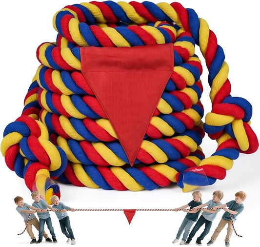 X XBEN Field Day Tug of War Rope for Kids and Adults, 35FT Jump Rope Family Reunion Birthday Party Games, Summer Outside Lawn Games, Perfect for Team Building Activities