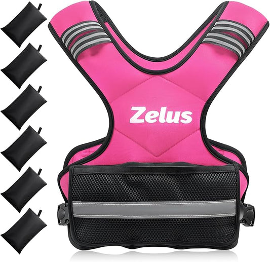 ZELUS Weighted Vest for Men and Women | 4-10lb/11-20lb/20-32lb Vest with 6 Ironsand Weights for Home Workouts | Adjustable Body Weight Vest Exercise Set for Cardio and Strength Training