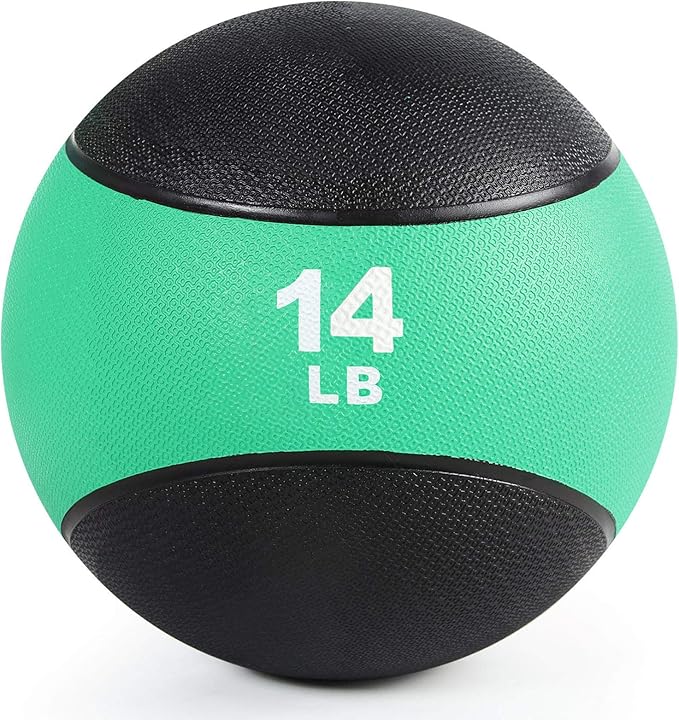 RitFit Weighted Medicine Ball - Non-Slip Rubber Shell & Dual Texture Grip - Workout Exercise Ball for Core Strength, Balance Training, Coordination Fitness - Multiple Weights & Colors