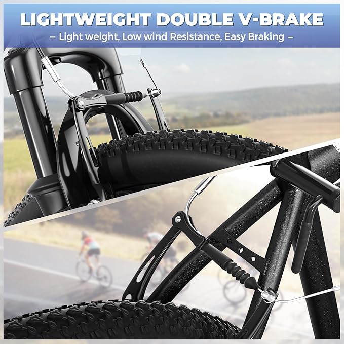 26 inch Mountain Bike with Lightweight Cycling Bicycles, Dual Disc/V Brake,Metal Frame Bicycle for Men and Women, Adult