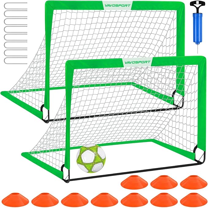 Kids Soccer Goals for Backyard Set - 2 of 4' x 3' Portable Soccer Goal Training Equipment, Pop Up Toddler Soccer Net with Soccer Ball, Soccer Set for Kids, Youth Outdoor Games, Sports, Play