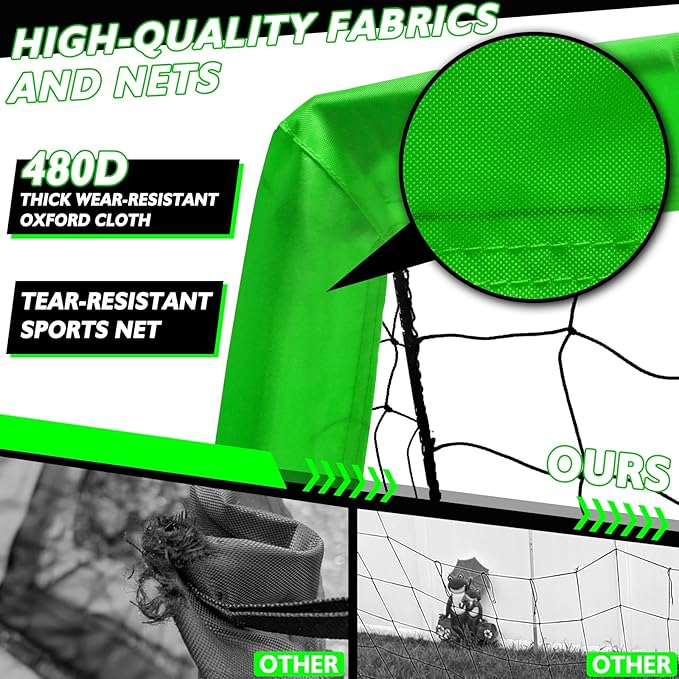 2 of 5×3 6x4 9x5 FT Portable Kids Soccer Goals Set, Foldable Soccer Practice Nets for Backyard with Carrying Bag for Toddler Youth Pop Up Soccer Training Equipment Indoor Outdoor Sports Game Gift