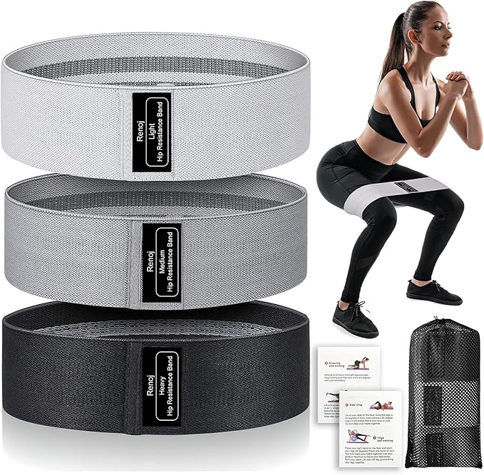 Renoj Resistance Bands, Yoga Starter Sets for Women and Men, 3 Set of Stretch Exercise Workout Bands for Booty Legs, Elastic Pilates Flexbands