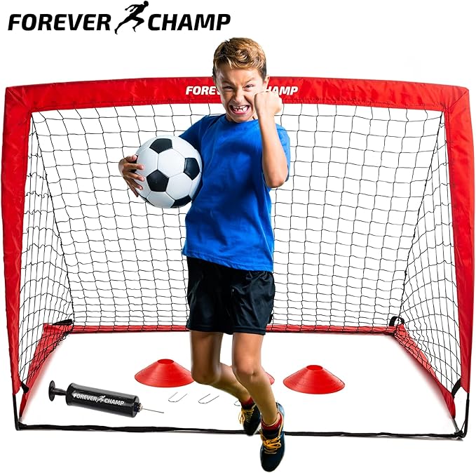 Kids Soccer Goals for Backyard - 4'x3' Soccer Nets, Stakes, Cones, Ball, Pump, Targets - Sturdy Mini Soccer Nets for Kids Ages 4-8 - Easy to Set Up Toddler Soccer Goal Set
