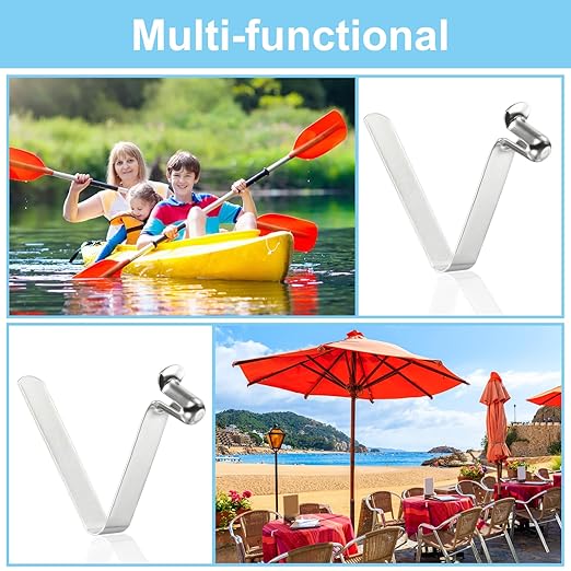 PATIKIL 9.5x6mm Kayak Paddle Snaps, 16 Pack Tent Pole Clips Steel V Shaped Single Pin Push Button Spring Clips Lock Tube Pole Clips for Camping Awning